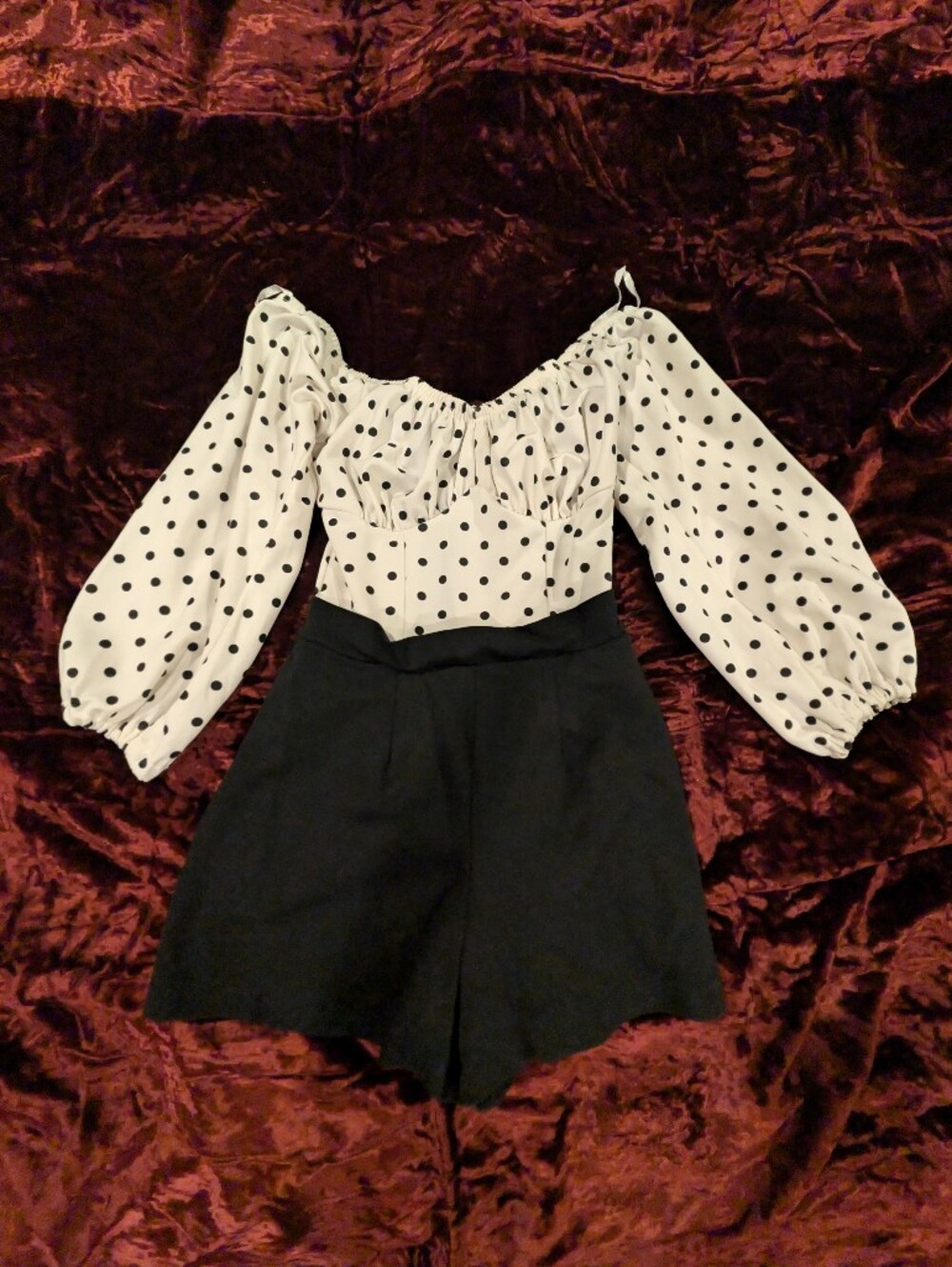 RARE Micheline Pitt x Unique Vintage Pink Palace Polka Dot Playsuit Romper XS